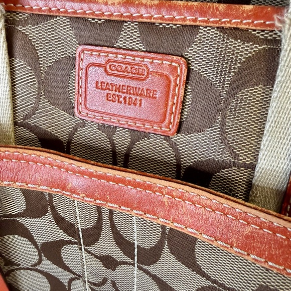 Coach Tan and Orange Signature Tote REHAB - Picture 2 of 12